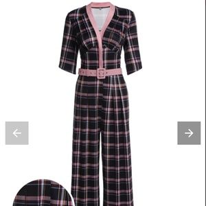 NWT - Retro-Stage 1950's Plaid Patchwork Belts Jumpsuit - 14/XXL